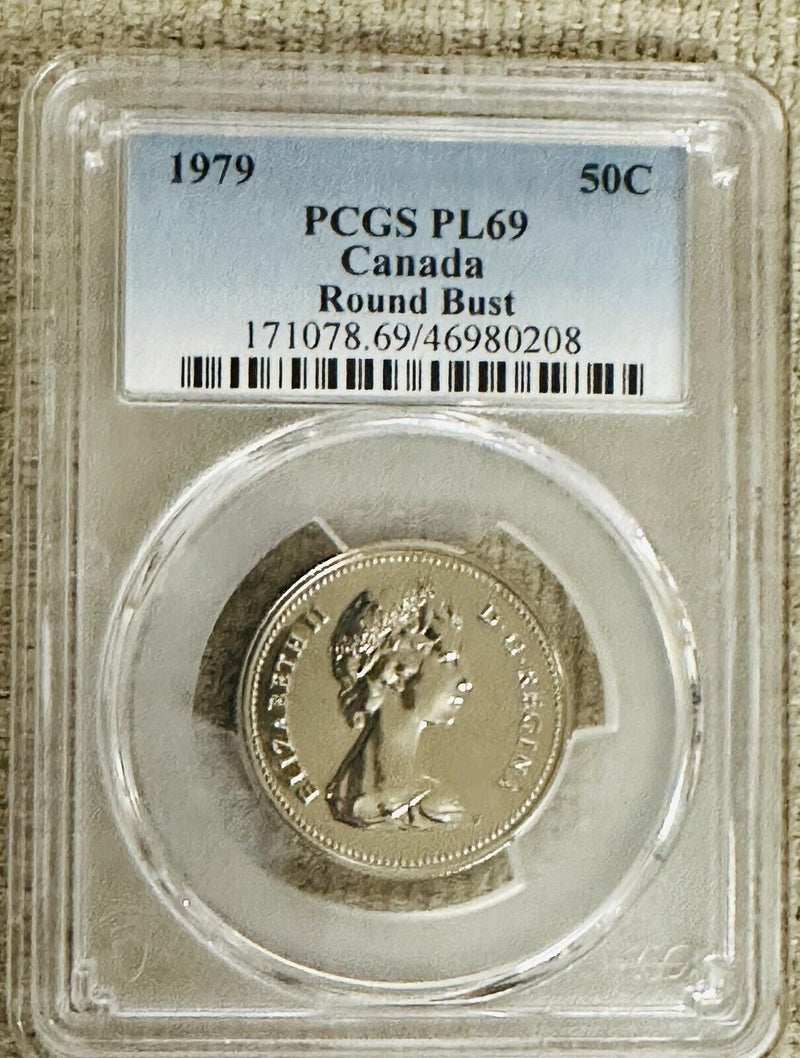1979 CANADA ROUND BUST 50 CENTS PCGS PL69 (FINEST GRADED SPOTLESS)