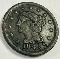 1848 Braided Hair Large Cent Penny  As Pictured # BHLC 1848