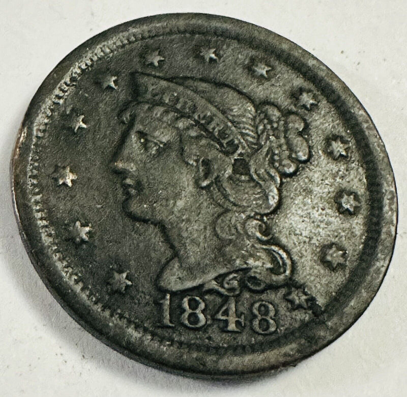 1848 Braided Hair Large Cent Penny  As Pictured # BHLC 1848