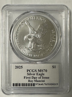 2025 $1 American Silver Eagle 1oz PCGS PSA MS70 FDOI Legends of Life Ray Mancini