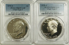 1976-S Type 1/Type 2 Clad Eisenhower Dollars PCGS PR69DCAM ( 2-Coins Set) #T1/T2