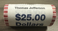 Thomas Jefferson US Presidential $1 Dollar Coin Roll of 25