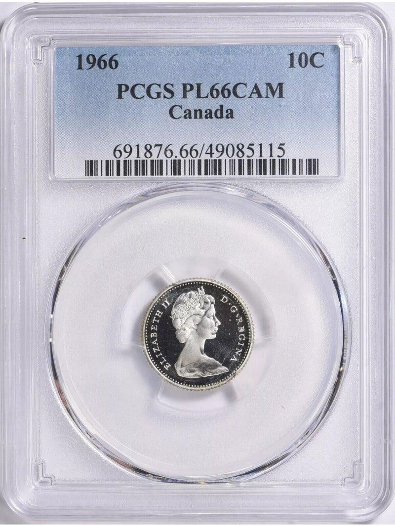 1966  Canada Silver  10 Cents PCGS PL66Cam (low Price) # CTC 1966 PL66CAM