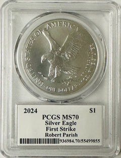 2024 $1 American Silver Eagle 1oz PCGS MS70 FS Legends of Life Robert Parish