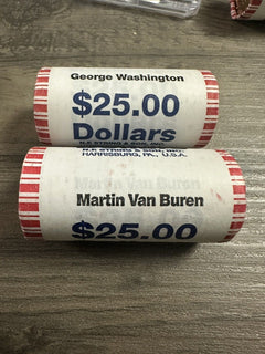 Lot Of 2 Presidential Dollar Roll $25 Each (George Washington & Martin Buren)