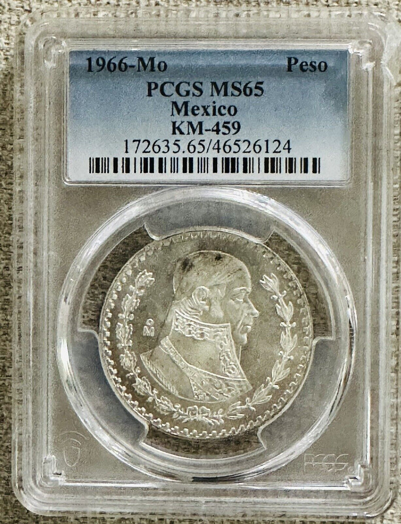 1966-MO Mexico Silver Peso PCGS MS65 LOW POP  - # MP 1966 MS65