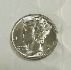 1945 Mercury Dime Superb Gem BU FROSTY WHITE AS PICTURED  # MD(569-66)
