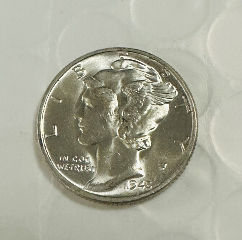 1945 Mercury Dime Superb Gem BU FROSTY WHITE AS PICTURED  # MD(569-66)
