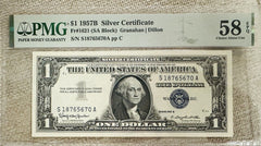 1957B $1 Silver Certificate Fr. 1621 (SA Block) - PMG 58 EPQ(lowest Price)