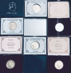George Washington silver commemorative half dollar(3 proof & 3 uncirculated).