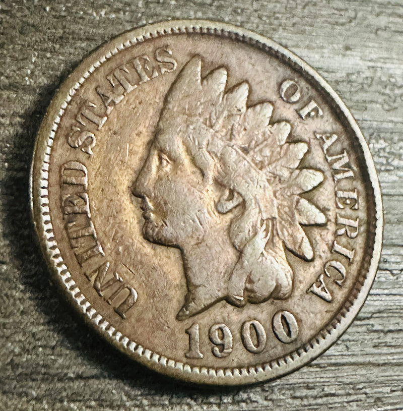 1900 Indian Head Cent - Scarce  Extra Fine  Better Date   125 Years Old # 532-80