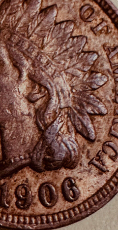 1906 INDIAN HEAD CENT - With LIBERTY & Near 4 DIAMONDS - AU As Pictured # IHP 01