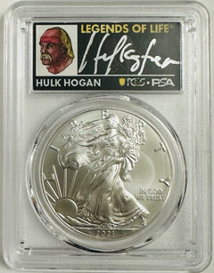 2021 $1 Silver Eagle T1 Last Day Production PCGS MS70 Legends of Life Hulk Hogan