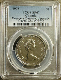1975 Canada Voyageur Detached Jewels Ni Dollar PCGS SP67 # Canada 1975 $1 SP67