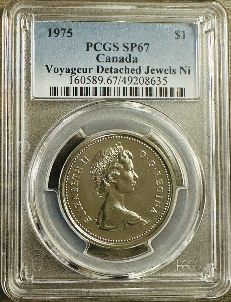 1975 Canada Voyageur Detached Jewels Ni Dollar PCGS SP67 # Canada 1975 $1 SP67