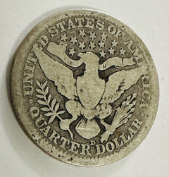 1908-D 25C Barber Quarter F-VF As Pictured # BSQ 1908-D F-VF