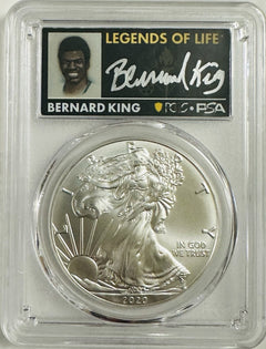 2020 $1 Silver Eagle PCGS MS70 FS Legends of Life Bernard King # OA 130