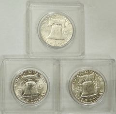 Lot Of 3 Year Run (1954-1956) Franklin Half Dollar BU As Shown # FHD(54-56)BU