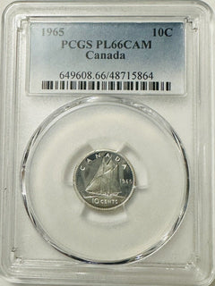 1965 Canada Silver Ten Cents PCGS PL-66 CAM # CSTC 1965 PL66CAM