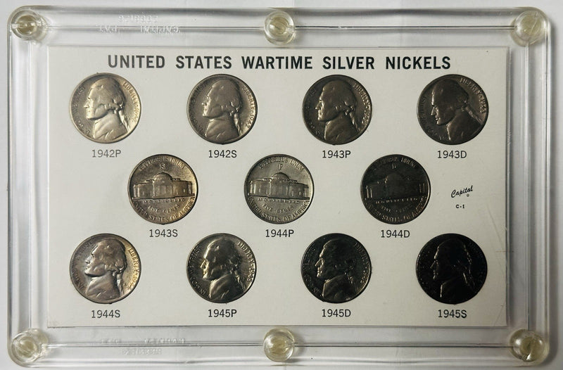 Lot of 11 -Jefferson Wartime Silver Nickels(1942 - 1945) Own A Piece Of History