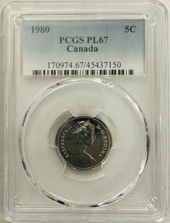 1980 Canada 5C PCGS PL67 (proof Like) (low Price) # OA 162