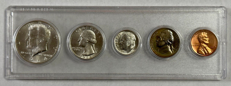 Gem BU 1964 5-coin Set In Whitman Holder Lot #1964