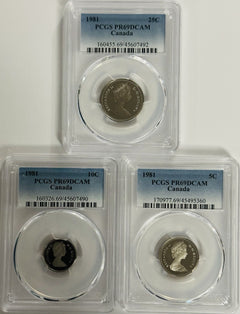 50% Off Lot Of 3 Canadian 1981 Coins PCGS PR69DCAM ($14.99 Regular $30) # OA 153