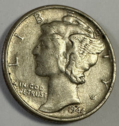 1944-P Mercury 90% Silver US DimeAU Lot # MD 1944-P AU