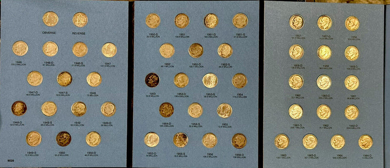 Lot Of 50 Silver Roosevelt Dimes Full Book (1946-1964) Rare Find