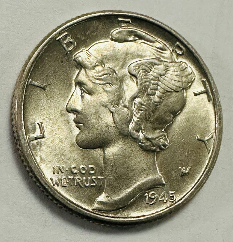 1945 P 10C Silver Mercury Dime Gem BU #546-46 
