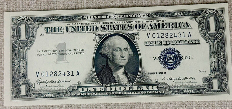 1957 B Series silver certificate Gem BU Crisp # V01282431A “FREE SHIPPING”