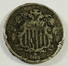 1868 SHIELD NICKEL ~ LOW GRADE ~ FULL DATE ~NICE OLD COIN ~LOW PRICE # SN 1868#2