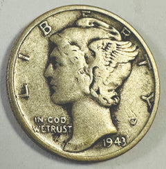 1943-D Mercury Dime XF Extremely Fine 90% Silver # MD 1943-D XF