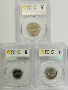 Lot Of 3 PCGS GRADED 1967 Special Mint Set Coins (25C, 10C & 5C) As Shown # OA43