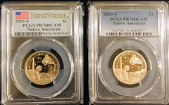 2019-S lot of 2 Native American dollar pcgs pr70dcam Lot #134