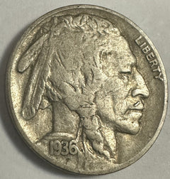 1936-PD&S 5C Buffalo Nickel F-XF Lot # BN 1936 PD&S “FREE SHIPPING “