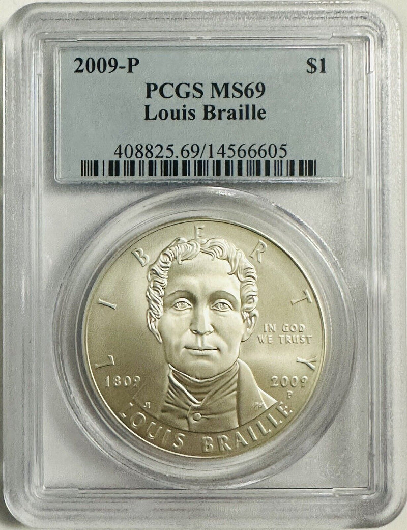 2009-P Louis Braille Silver Commemorative Dollar MS69 PCGS  # LPSCD 2009-P