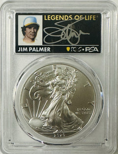 2020 $1 American Silver Eagle 1oz PCGS MS70 FS Legends of Life Jim Palmer
