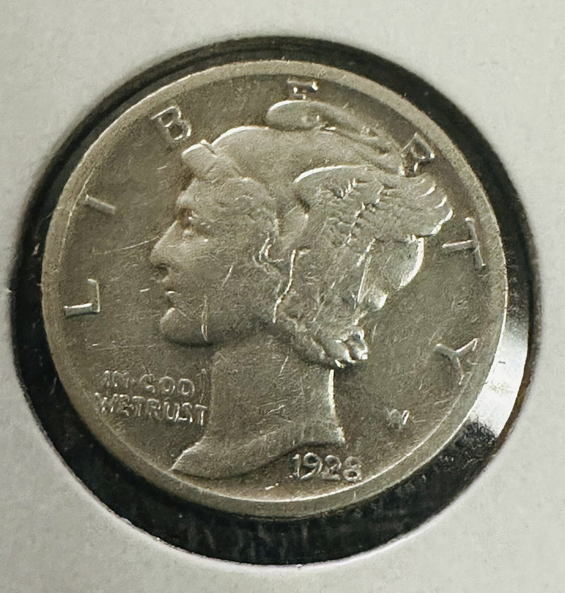 1928-S Mercury Dime - Scarce  Choice F-XF As Pictured Semi-key Date # MD 1928-S