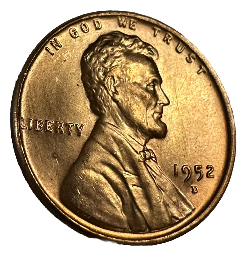 1952-D 1C RD Lincoln Wheat Cent Gem BU Lot #1952-D