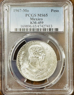 Mexico 1967-Mo Silver 1 Peso PCGS MS65 KM-459 #MP 1967-Mo MS65 #4