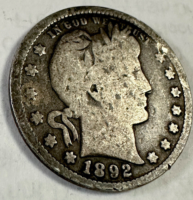 1892-P Barber  90% Silver Quarter Lot # BQ 1892-P