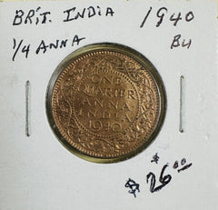 India-British 1940  1/4 Anna BU Coin ( Low Price)