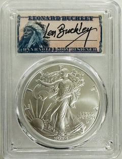 2024 $1 American Silver Eagle  PCGS MS70 FS 1 of 500 Leonard Buckley (low Price)