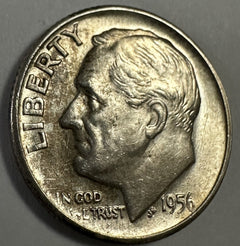 1956-D 90% Silver Roosevelt Dime BU “Free Shipping” Lot # RD 1956-D BU
