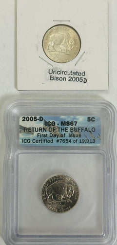2005 D Return Of The Buffalo Nickel! F.D.O.I. ICG MS 67  W/ Bonus Uncirc. Bison.