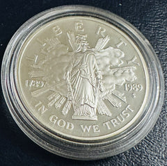 1989-S "PROOF" "US CONGRESS BICENTENNIAL" 90% SILVR DOLLAR LOW MINTAGE 762,198!