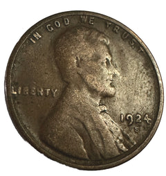 1924-S 1C BN Lincoln Cent Full Date & Mint Mark Lot # LP 1924-S #02 “FREE S&H”