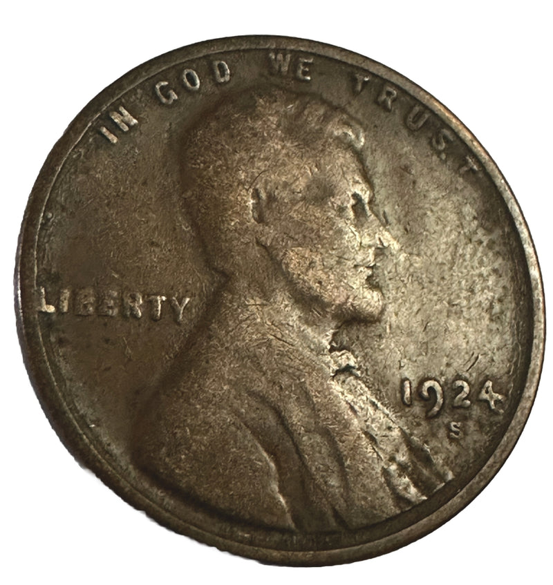 1924-S 1C BN Lincoln Cent Full Date & Mint Mark Lot # LP 1924-S #02 “FREE S&H”