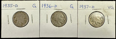 Lot Of 3 Denver Buffalo Nickel (1935-1937) Lot #BN(3)